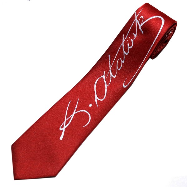 Mustafa Kemal Atatürk İmzalı Kırmızı Kravat