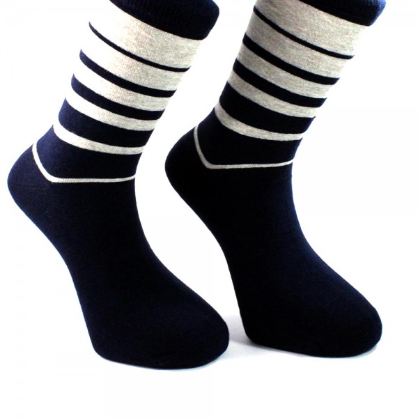 Çizgili Lacivert Çorap